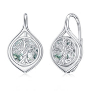 Tree Of Life Leverback Earring for Women Sterling Silver Dangle Drop Hoop Earrings for Women Teens Birthday Anniversary