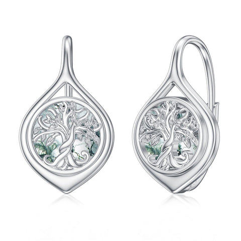 Tree Of Life Leverback Earring for Women Sterling Silver Dangle Drop Hoop Earrings for Women Teens Birthday Anniversary