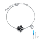 Ashe Bracelets for Women Sterling Silver Paw Print Urn Cremation Jewelry Pet Ashes for Women Keepsake Bracelet