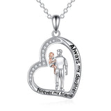 925 Sterling Silver Father Daughter Heart Pendant Necklace from Dad I Love You Forever Jewelry