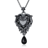 Witches Heart Pendant Necklace 925 Sterling Silver Gothic Jewelry Goth Halloween Gifts for Wome