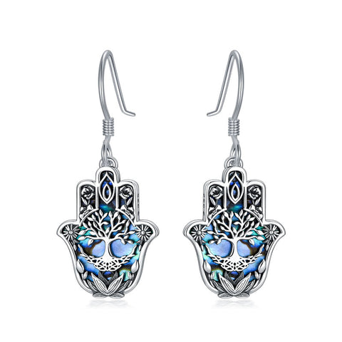 925 Sterling Silver  HamsaLotus Earrings  Jewelry Gifts for Birthday Christmas for Women Men