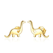 14k Gold Dinosaur Earrings for Women Girls Hypoallergenic