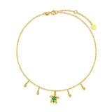 14K Gold Sea Turtle Anklet for Women  Layered Ankle Bracelet Real Gold Beach Foot Jewelry for Her