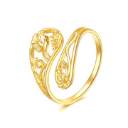 14k Gold Adjuatable Spoon Ring Open Ring Jewelry Gifts for Women Girls Her