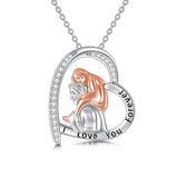 925 Sterling Silver Father Daughter Heart Pendant Necklace from Dad I Love You Forever Jewelry