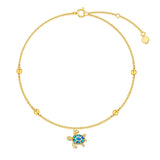 14K Gold Sea Turtle Anklet for Women  Layered Ankle Bracelet Real Gold Beach Foot Jewelry for Her