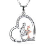 925 Sterling Silver Father Daughter Heart Pendant Necklace from Dad I Love You Forever Jewelry