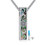 Urn Necklaces for Ashes Sterling Silver Abalone Shell 3D Bar Cremation Jewelry for Ashes Memory Jewelry for Women Men