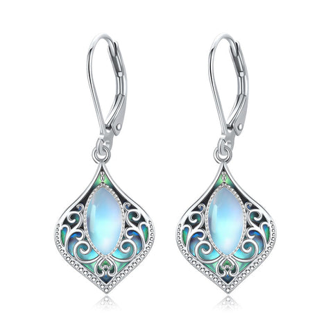 925 Sterling Silver Teardrop Bohemian Irish Celtic Drop Dangle Earrings Abalone Shell Filigree Jewelry Gifts For Women