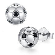 World Cup Soccer Stud Earrings Sterling Silver Cubic Zirconia Cute Animal Earrings Jewelry for Women Gifts