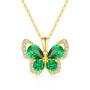 14K Solid Gold Butterfly Necklace for Women Real Yellow Gold Butterfly Pendant Necklace, Jewelry Gift for Her, 16+1+1 Inch