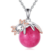 925 Sterling Silver Animal Necklace with Rose Quartz