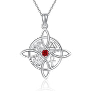 Witches Knot Necklace Sterling Silver Witches Knot Pendant Necklace Celtic Cross Witch Jewelry Witches Knot Amulet Gifts for Women Girls