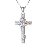 Bee/Hummingbird/Butterfly Necklace Cross Jewelry Gifts 925 Sterling Silver Cross Pendant Necklace for Her Women Girls