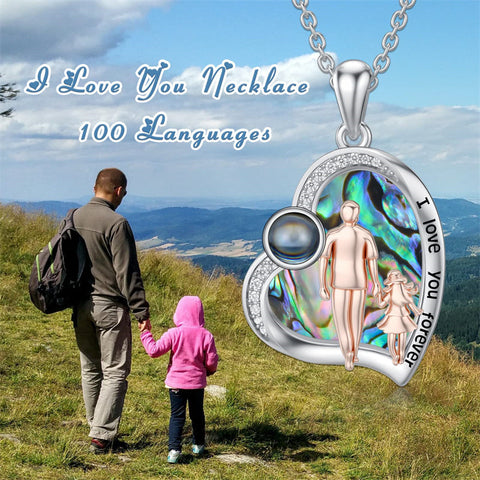 925 Sterling Silver Father Daughter Heart Pendant Necklace from Dad I Love You Forever Jewelry