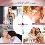 925 Sterling Silver Cross Necklace for Women Men CZ Birthstone Necklaces Gifts for Mother's Day Birthday