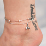 Womens Anklet 925 Sterling Silver  Layered Anklet Bracelet Dainty Beaded Chain Anklet Adjustable 11" Anklet for Women