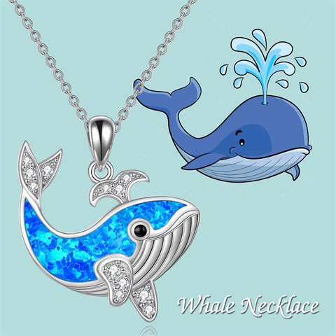 925 Sterling Silver Ocean Jewelry Created Opal Cute Turtle/Dolphin/Starfish  Necklace Birthday Gifts for Women Girls