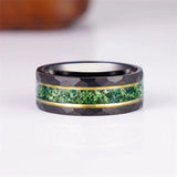 925 Sterling Silver Moss Agate Ring for Men Custom Engraving Text Men's Wedding Rings Promise Ring Gift for Him
