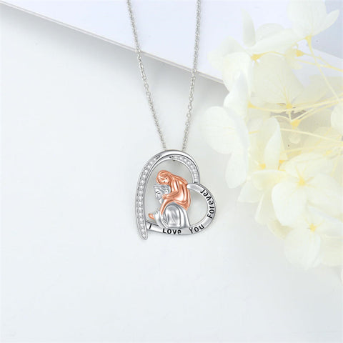 925 Sterling Silver Father Daughter Heart Pendant Necklace from Dad I Love You Forever Jewelry