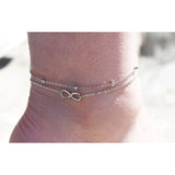 Womens Anklet 925 Sterling Silver  Layered Anklet Bracelet Dainty Beaded Chain Anklet Adjustable 11" Anklet for Women