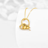 14K Solid Yellow Gold Owl Necklace for Women Cubic Zirconia Jewelry Gift for Girls Birthday Gifts