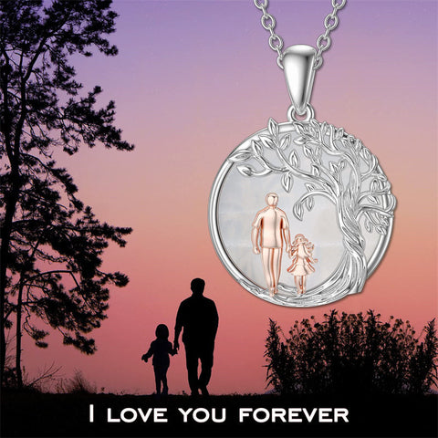 925 Sterling Silver Father Daughter Heart Pendant Necklace from Dad I Love You Forever Jewelry