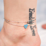 Womens Anklet 925 Sterling Silver  Layered Anklet Bracelet Dainty Beaded Chain Anklet Adjustable 11" Anklet for Women