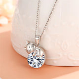 14K Gold Cat Necklace with Birthstone Cat Pendant Necklace Gift for Women