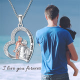 925 Sterling Silver Father Daughter Heart Pendant Necklace from Dad I Love You Forever Jewelry