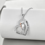 925 Sterling Silver Father Daughter Heart Pendant Necklace from Dad I Love You Forever Jewelry