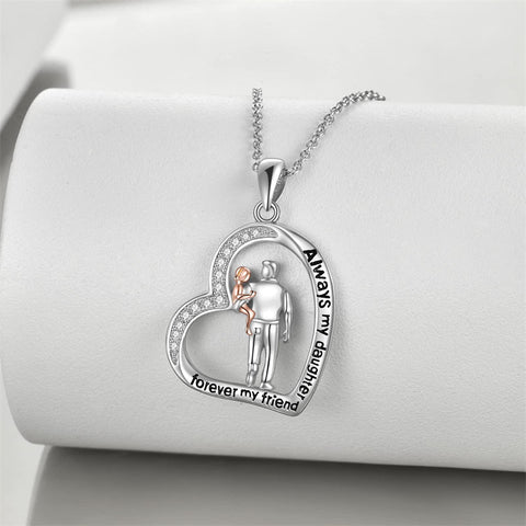 925 Sterling Silver Father Daughter Heart Pendant Necklace from Dad I Love You Forever Jewelry