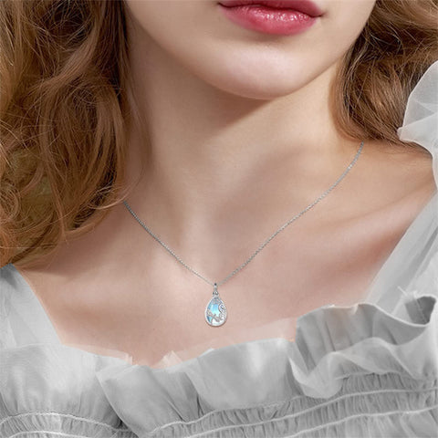 Tree of Life/Hummingbird Urn Necklace Moonstone Necklace for Ashes 925 Sterling Silver Cremation Jewelry for Women