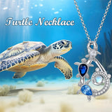 Turtle Necklace 925 Sterling Silver Wave Infinity Necklace Ocean Jewelry Turtle Gifts for Women Mom Mother's Day Gift