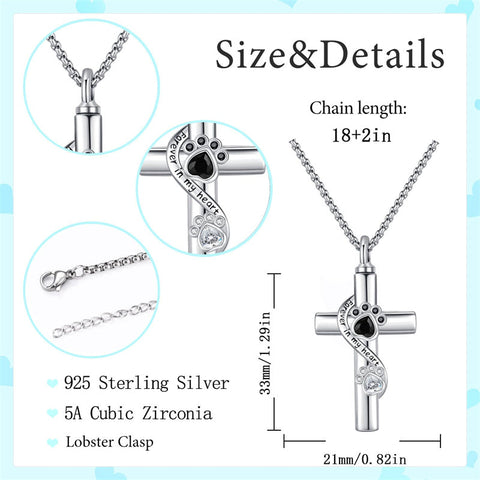 Urn Necklace Ashes Sterling Silver Paw Urn Necklace Cremation Memorial  Ash Keepsake Pendant Cremation Jewelry