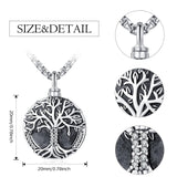 925 Sterling Silver Tree of Life Cremation Jewelry  Urn Necklace for Ashes for Men with 2.5mm 22"+2" Rolo Chain