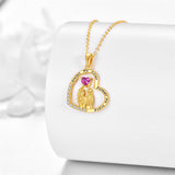 14K Solid Yellow Gold Sister Necklace for Women Love Heart Friendship Pendant Jewelry Gifts for Sister