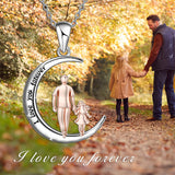 925 Sterling Silver Father Daughter Heart Pendant Necklace from Dad I Love You Forever Jewelry