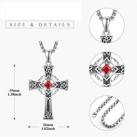 925 Sterling Silver Cross Necklace for Men  Amulet Necklace Protection Jewelry Religious Gifts with 2.5mm 22"+2" Rolo Chain