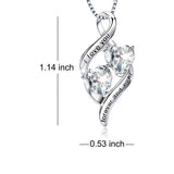 925 Sterling Silver Always My Daughter&Sister Double Love Heart Pendant Necklace Gifts for Sister Women