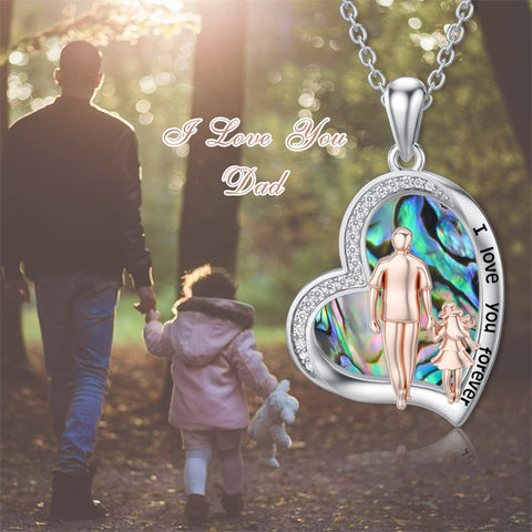 925 Sterling Silver Father Daughter Heart Pendant Necklace from Dad I Love You Forever Jewelry