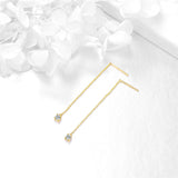 14k Gold Threader Earrings for Women Gold Dangle Pull Through Tassel Ear drop Earrings Jewelry for Teen Girls 2"