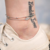 Womens Anklet 925 Sterling Silver  Layered Anklet Bracelet Dainty Beaded Chain Anklet Adjustable 11" Anklet for Women
