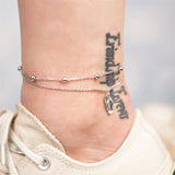 Womens Anklet 925 Sterling Silver  Layered Anklet Bracelet Dainty Beaded Chain Anklet Adjustable 11" Anklet for Women