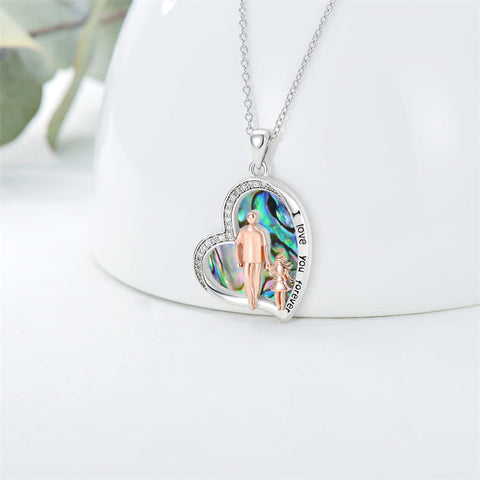 925 Sterling Silver Father Daughter Heart Pendant Necklace from Dad I Love You Forever Jewelry