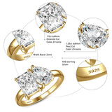 925 Sterling Silver Engagement Ring 1.5ct Double Stone Ring Emerald & Pear Cut Wedding Eternity Ring Cubic Zirconia
