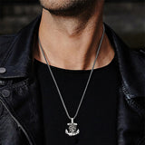 925 Sterling Silver Patron Saint Necklace  Amulet Necklace Cross Jewelry for Men with 2.5mm 22"+2" Rolo Chain