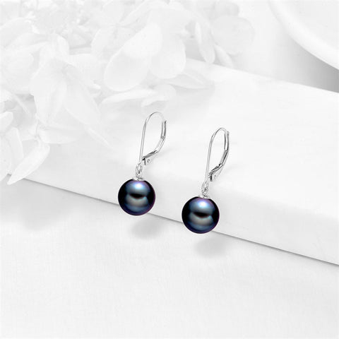 14k Solid Gold Freshwater Pearl Drop Leverback Earrings for women