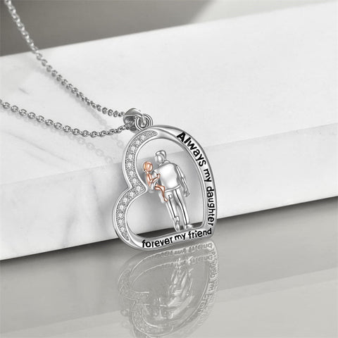 925 Sterling Silver Father Daughter Heart Pendant Necklace from Dad I Love You Forever Jewelry